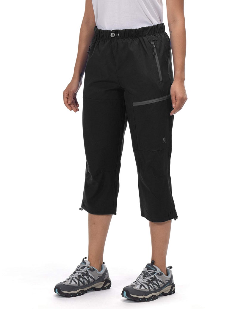 Little Donkey Andy Women's Quick Dry 3/4 Pants Capri Shorts Lightweight Hiking Travel Casual Black XXL - Image 2